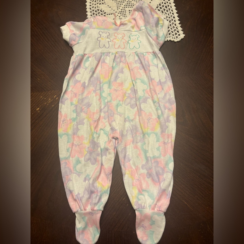 Vintage Carter's Watercolor Baby Footed Romper